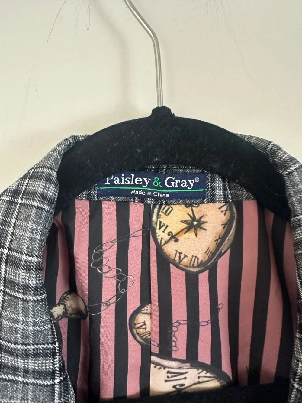 Paisley & Gray Dover Notch Slim Fit Jacket Men's Gray Plaid Abstract Interior 44